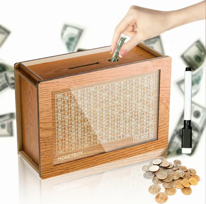 CashTarget Wooden Bank